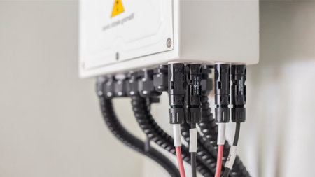 DC cable connects electricity from the solar panel to the inverter.