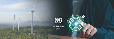 Carbon neutral is the 2050 net zero carbon dioxide emissions state.の写真素材