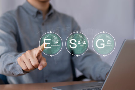 ESG business sustainability investment strategy renewable energy and environmental protection.の写真素材