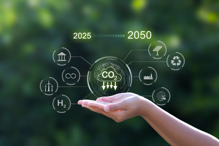 The carbon neutral concept reduces CO2 emissions, reducing global warming.の写真素材