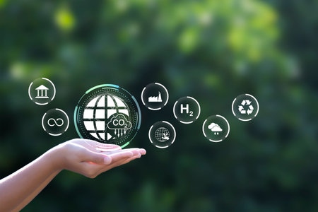 co2 emission reduction and environmental responsibility conceptの写真素材