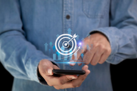 Interest rates and dividends, business development with percentage symbol and upward arrow for long-term retirement investing.の写真素材