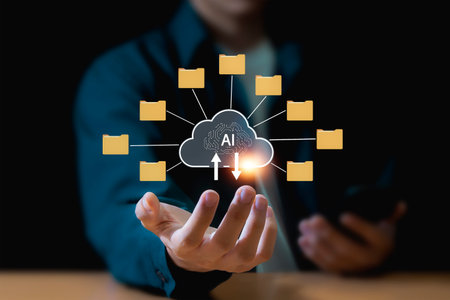 Cloud Computing, Cloud Technology, Data Storage, Data Transfer, Network and Internet Service Conceptsの写真素材