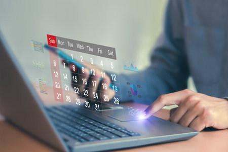 Scheduling and planning business goals using a calendar interfaceの写真素材