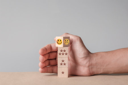 Customer satisfaction concept and service experience, highest satisfaction scoreの写真素材