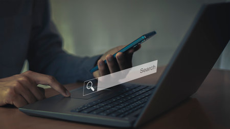 internet search Internet use for business and communicationの写真素材