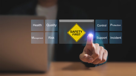 safety first symbols for work safety, Safety first concept.の写真素材