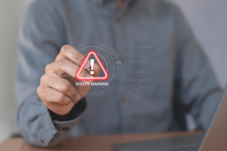 Cybersecurity, System warning hacked alert, Protection against personal data hackingの写真素材