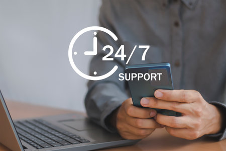 24/7 Support. Customer support. Business and technology concept.の写真素材