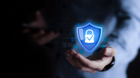 Cyber security data protection business technology privacy concept on virtual screen.