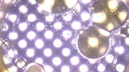 Merging oil drops on water surface. Merge, growth, join concepts