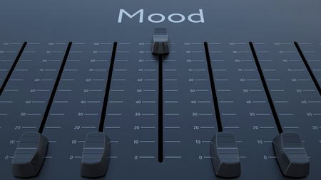Sliding fader with mood inscription. Conceptual 3D rendering