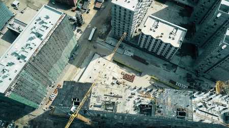 Aerial shot of an apartment buildings construction siteの写真素材