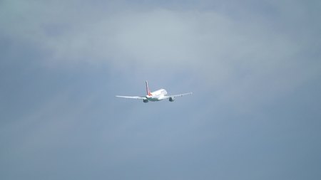 WARSAW, POLAND - MAY, 18, 2017. Germanwings airliner climbing up in the skyのeditorial素材