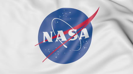 Waving flag with NASA logo. Editorial 3D renderingのeditorial素材