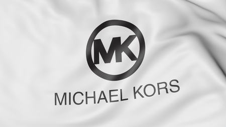 Waving flag with Michael Kors logo. Editorial 3D renderingのeditorial素材