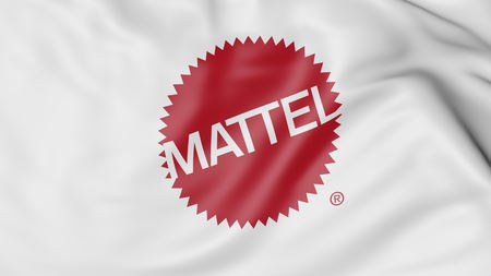 Waving flag with Mattel logo. Editorial 3D renderingのeditorial素材