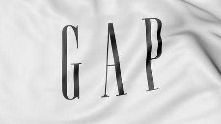 Waving flag with Gap Inc logo. Editorial 3D rendering