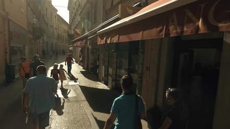 PULA, CROATIA - AUGUST 2, 2017. Tourist street overhead viewのeditorial素材