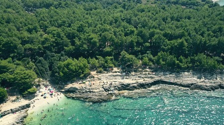 Aerial view of a small rocky beach on the Adriatic seaの写真素材