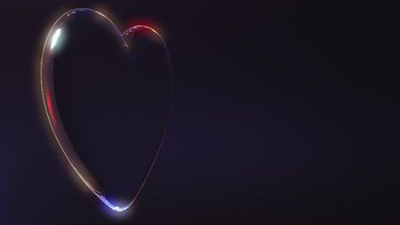 Glass heart shape background with place for a caption. 3D renderingの写真素材