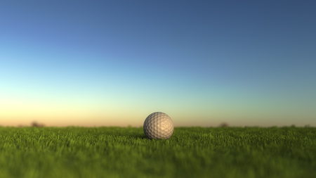 Golf ball on the grass, shallow focus. 3D renderingの写真素材