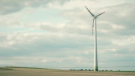 AUSTRIA - AUGUST 12, 2017. Wind generator in the fieldのeditorial素材