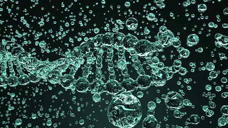 Breaking glass DNA molecule. Harm, disease or genetic disorder concepts. 3D renderingの写真素材