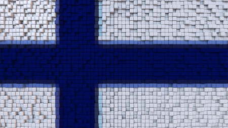 Stylized mosaic flag of Finland made of pixels, 3D renderingの写真素材