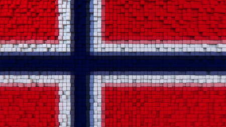 Stylized mosaic flag of Norway made of pixels, 3D renderingの写真素材