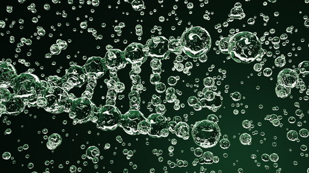 Decomposing or composing DNA molecule against green background, 3D renderingの写真素材
