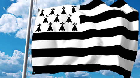 Waving flag of Brittany, a region of France. 3D renderingの写真素材