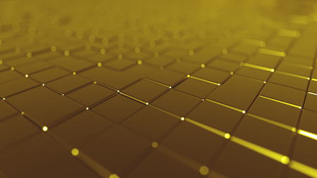 Golden tiles background, 3D renderingの写真素材