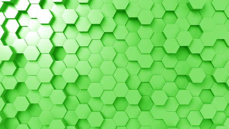 Abstract green hexagons, 3D renderingの写真素材