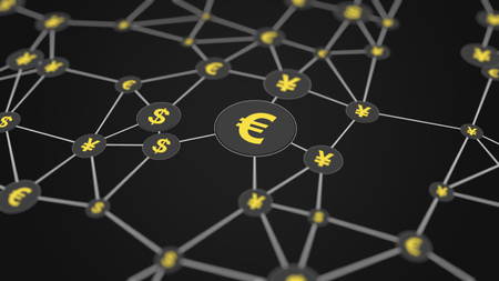 Multicurrency market model, 3D renderingの写真素材
