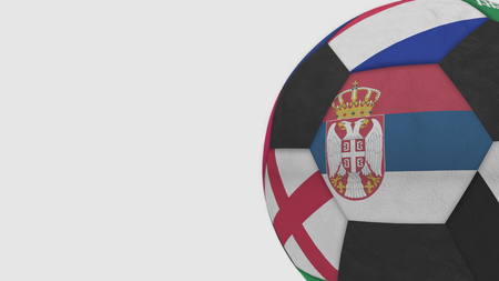 Football ball featuring different national teams accents flag of Serbia. 3D renderingの写真素材