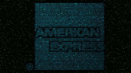 American Express logo made of hexadecimal symbols on computer screen. Editorial 3D renderingのeditorial素材