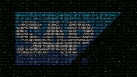 SAP SE logo made of hexadecimal symbols on computer screen. Editorial 3D renderingのeditorial素材
