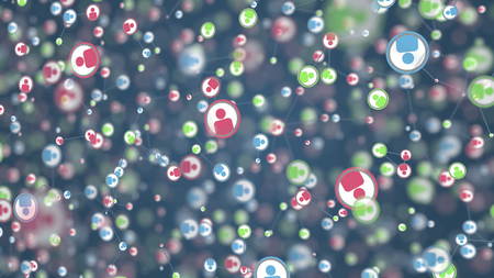 Social network users activity 3D renderingの写真素材