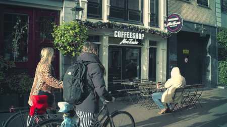 AMSTERDAM, NETHERLANDS - DECEMBER 26, 2017. Coffeeshop New Times, one of establishments where the sale of cannabis for personal consumption is tolerated by officialsのeditorial素材