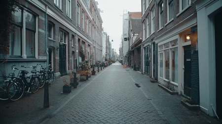 Typical narrow street in Amsterdam, Netherlands