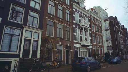 AMSTERDAM, NETHERLANDS - DECEMBER 26, 2017. Typical street in the cityのeditorial素材