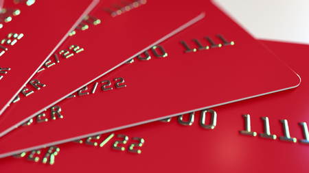 Rred credit cards, 3D renderingの写真素材