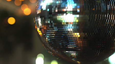 Mirror disco ball against bokeh background. Joy, dancing or party concepts. 3D renderingの写真素材