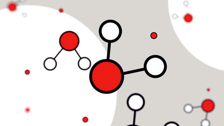 Minimalistic red and white cartoon molecule models