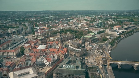 Aerial view of historic part of Dresden, Germanyの写真素材