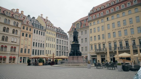 DRESDEN, GERMANY - MAY 2, 2018. Friedrich August II Monument in city centreのeditorial素材