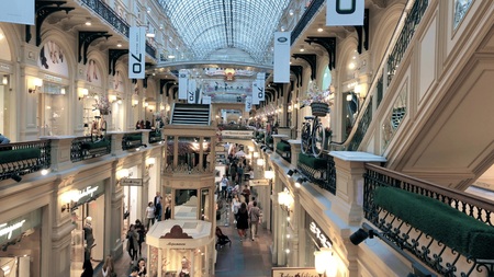 RUSSIA, MOSCOW - MAY 6, 2018. GUM shopping mall interiorのeditorial素材