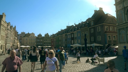 POZNAN, POLAND - MAY 20, 2018. Crowded tourist place in Stare Miasto or Old Town