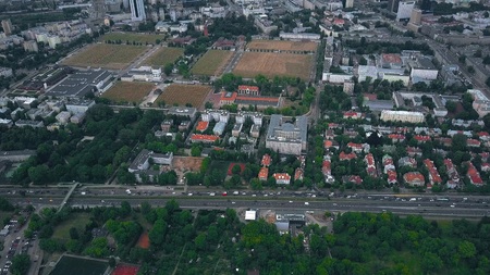 Aerial view of urban road traffic